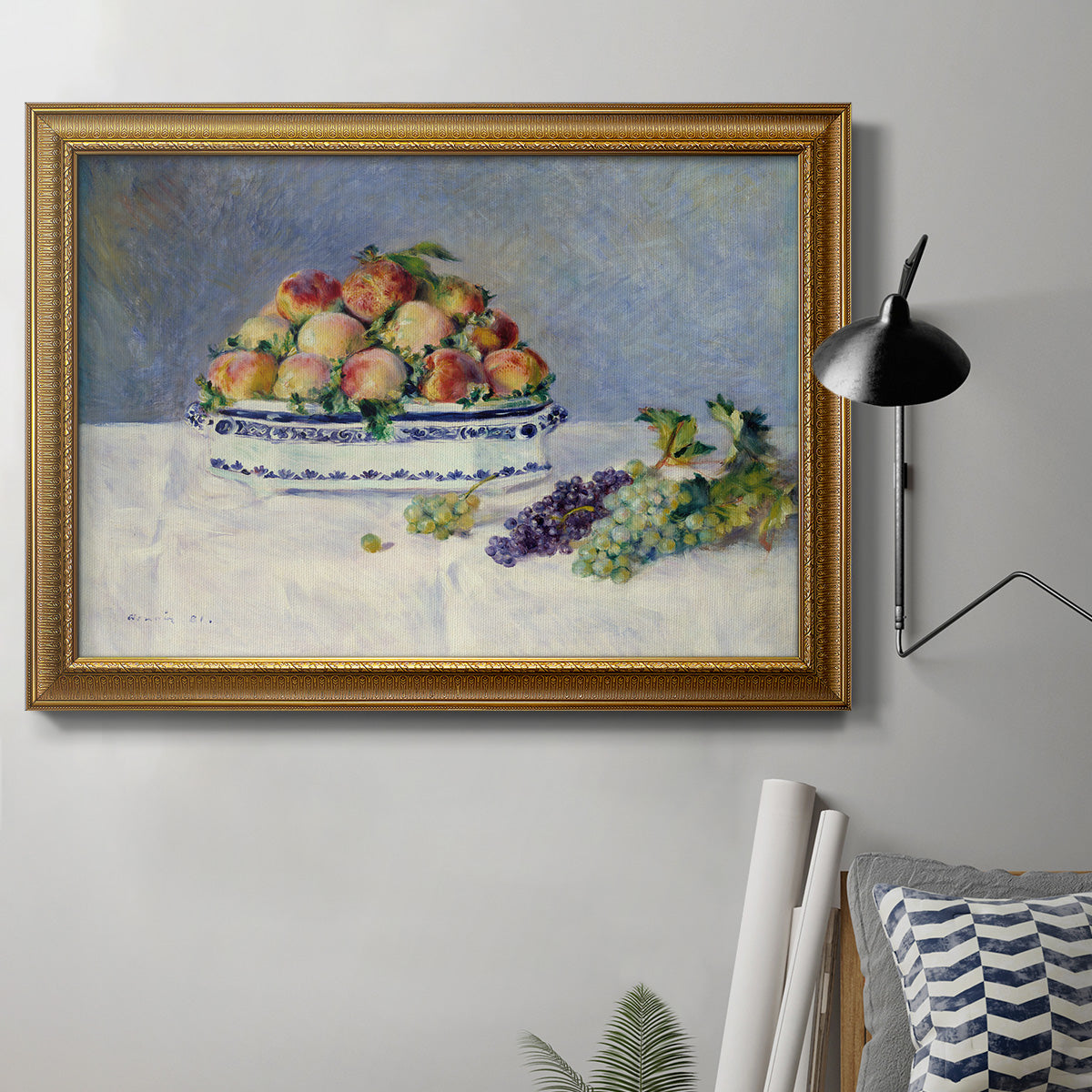 Still Life with Peaches and Grapes Premium Framed Canvas- Ready to Hang