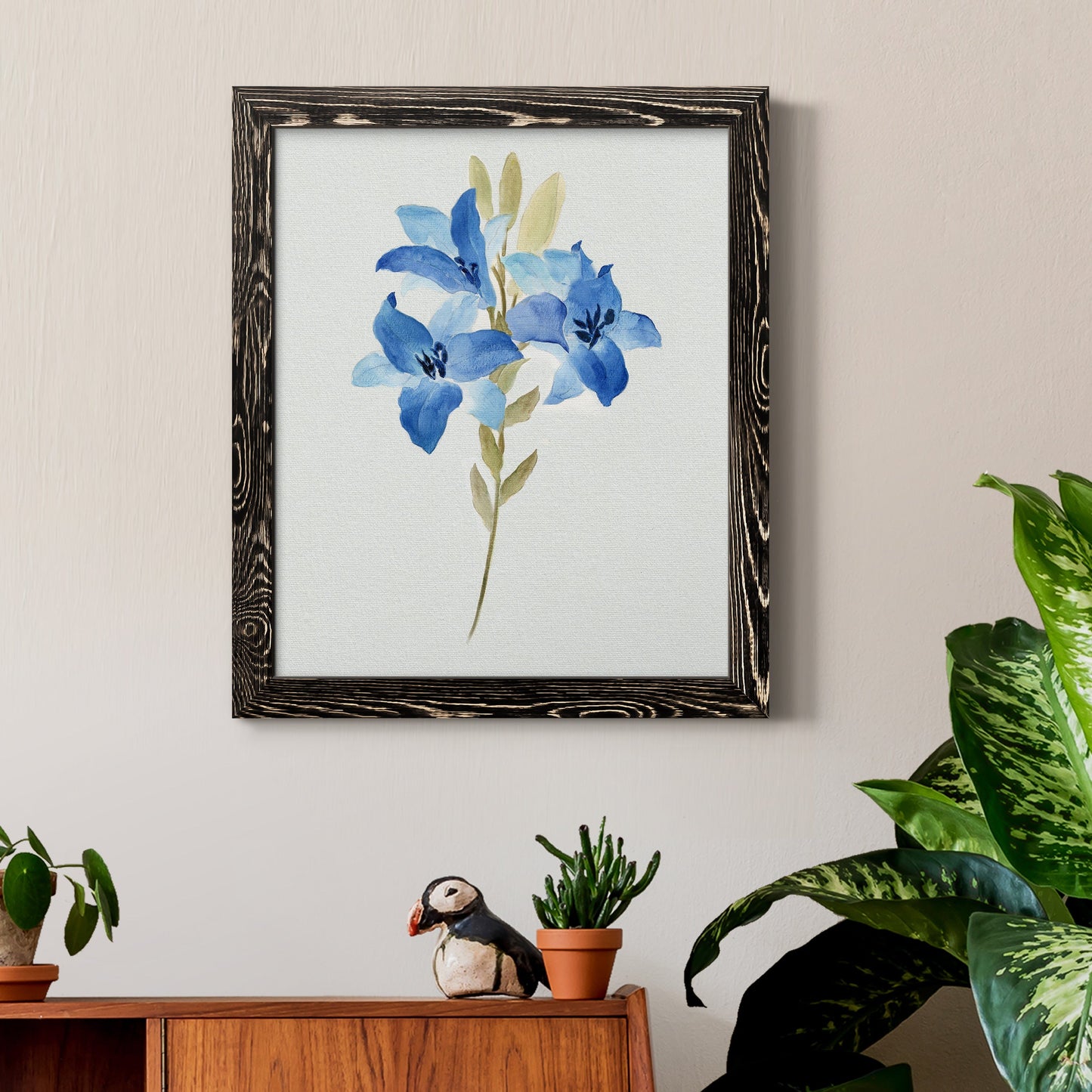 Blue Blossom Botanical III - Premium Canvas Framed in Barnwood - Ready to Hang