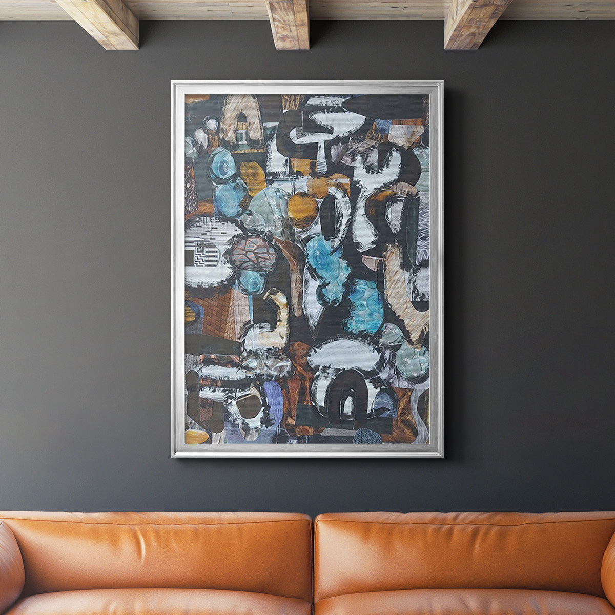 California Beach Blue Glass - Modern Framed Canvas Print