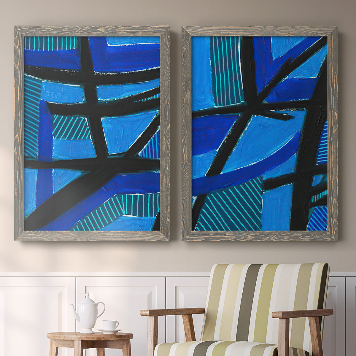 Involved Blues I - Premium Framed Canvas 2 Piece Set - Ready to Hang