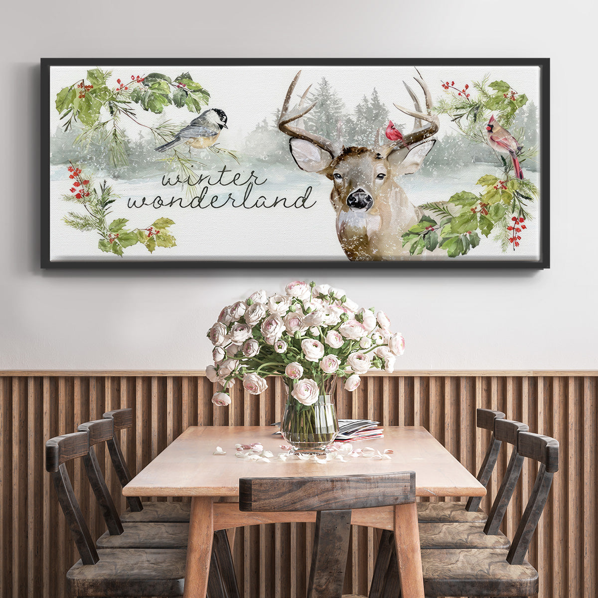 Reindeer Woods - Floater Framed Canvas Print