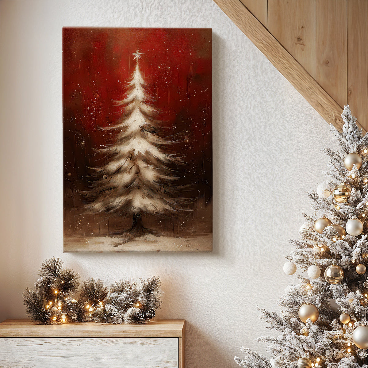 Warm Scarlet Serenade of Cottage - Canvas Art Print