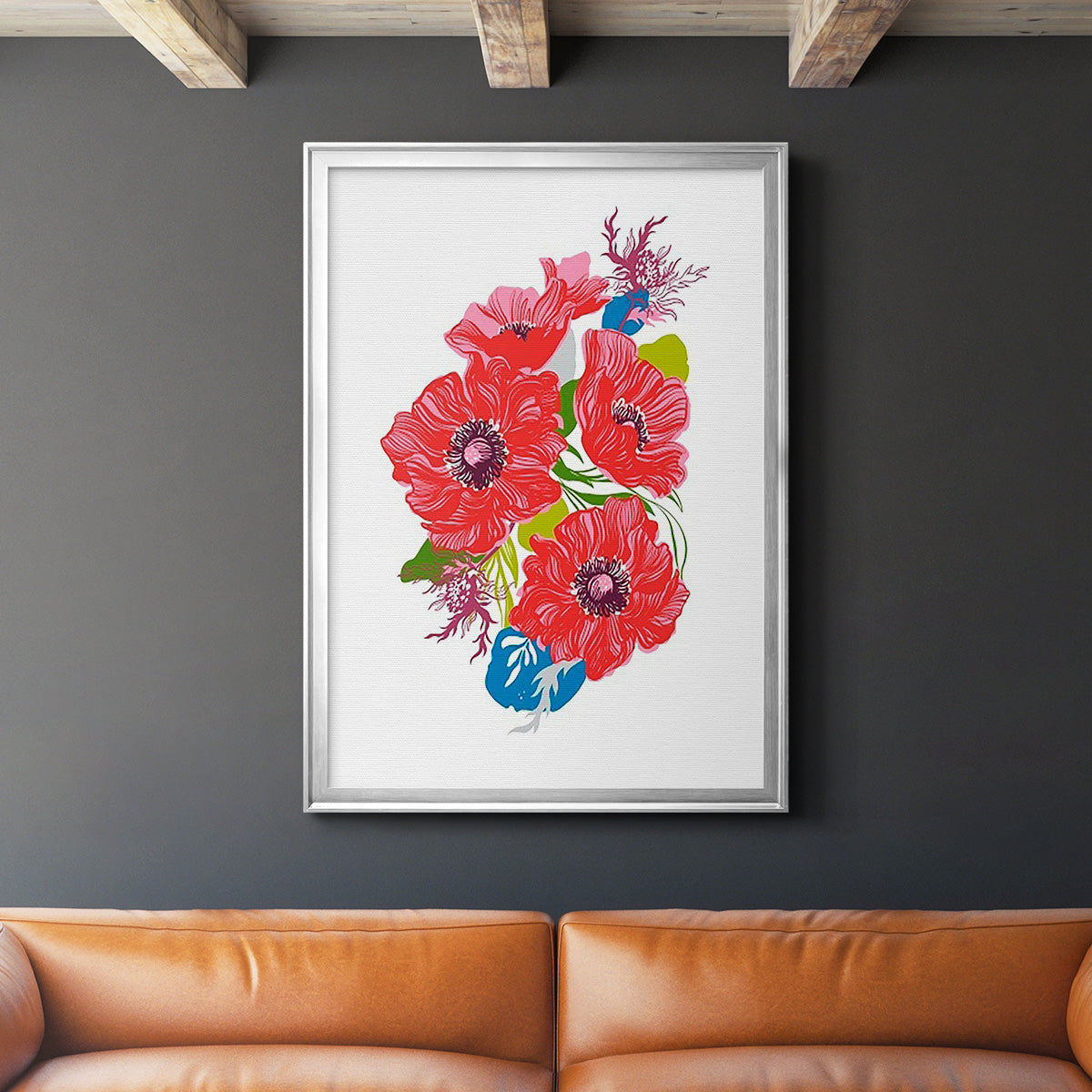 Brilliant Poppies I - Modern Framed Canvas Print