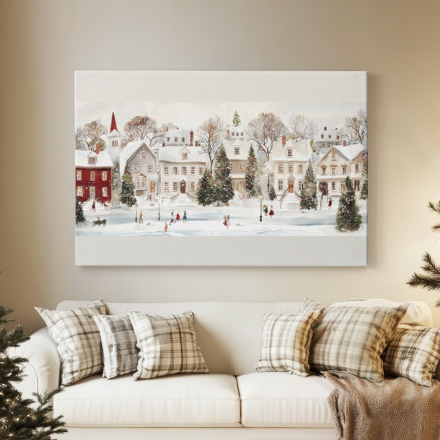 Pearled Yule Square - Canvas Art Print