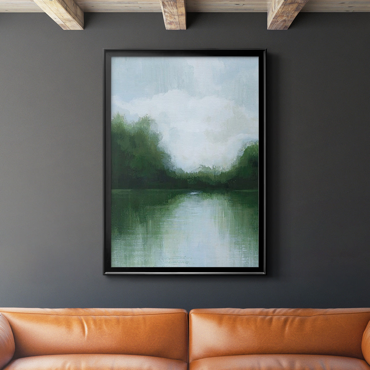 Mossy Reflections I - Modern Framed Canvas Print