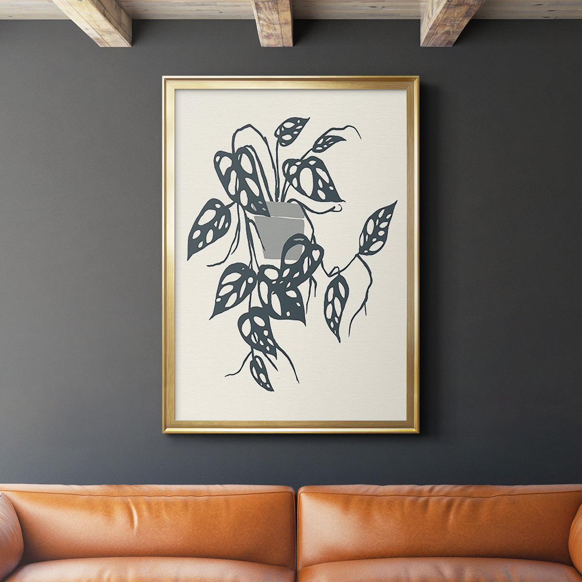 Growing Leaves VI - Modern Framed Canvas Print