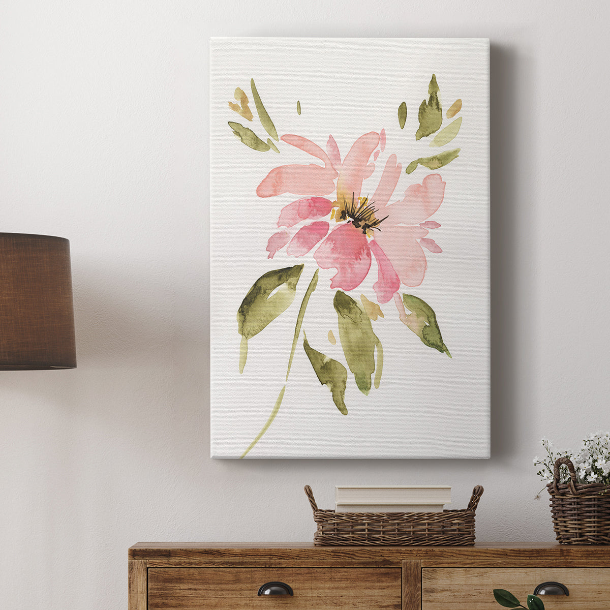 One Pink Bloom I - Canvas Art Print