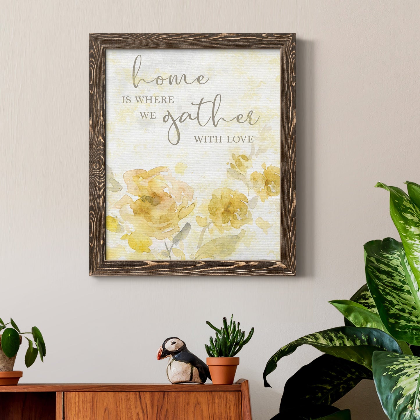 Gather with Love - Premium Canvas Framed in Barnwood - Ready to Hang