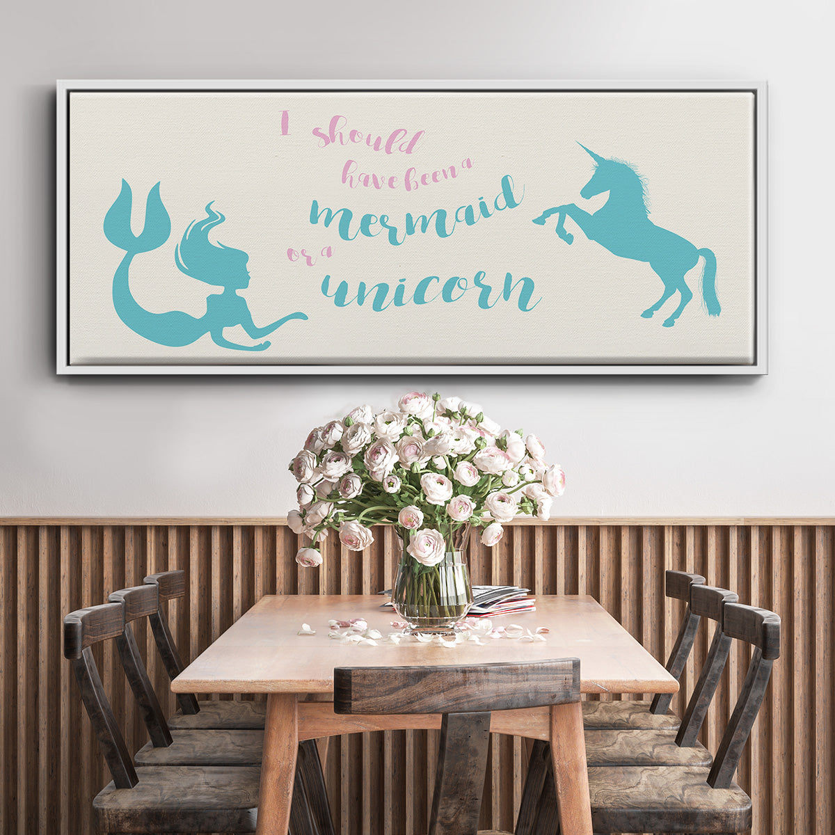 Mermaid Unicorn - Floater Framed Canvas Print
