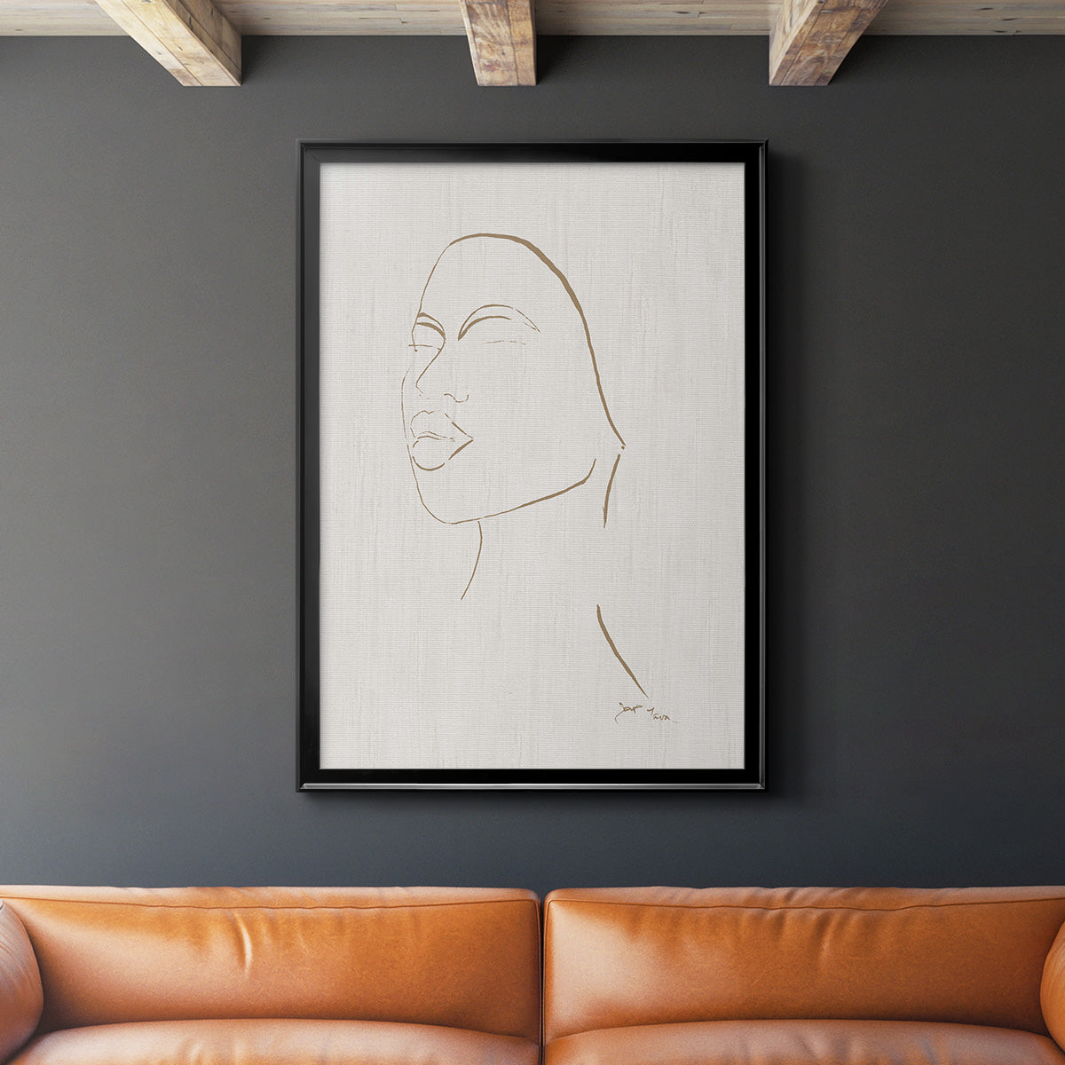 Portrait Sketch II - Modern Framed Canvas Print