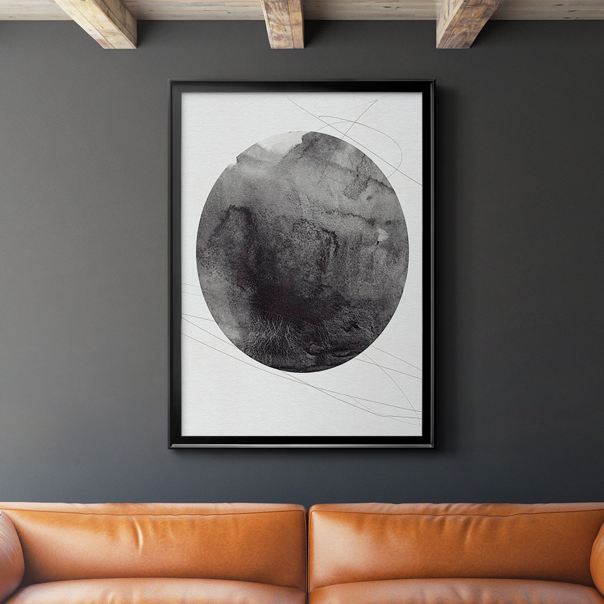 Graphite Moon I - Modern Framed Canvas Print