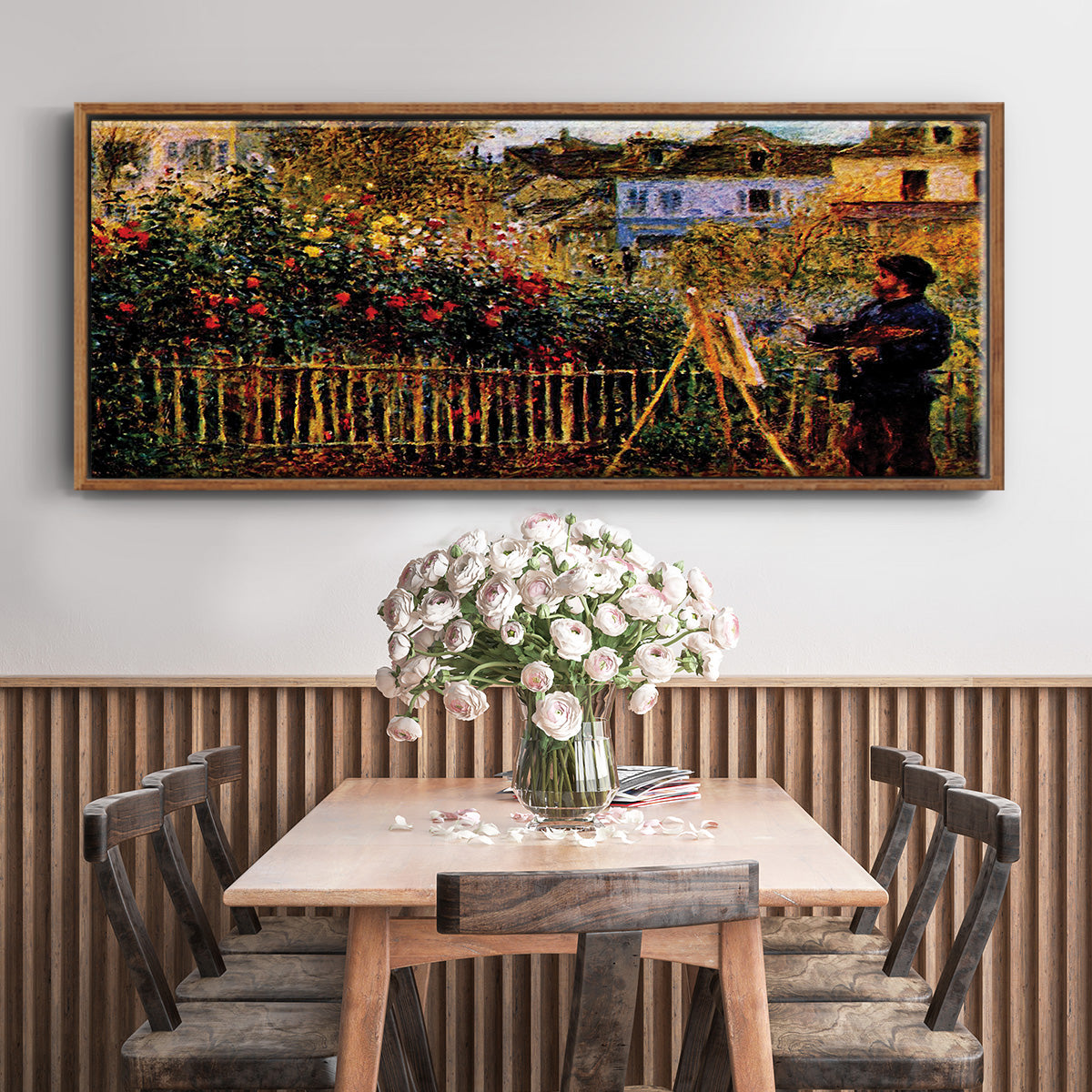 Monet Painting in His Garden in Argenteuil - Floater Framed Canvas Print