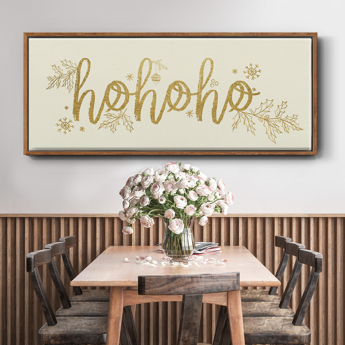 Golden HoHoHo - Floater Framed Canvas Print