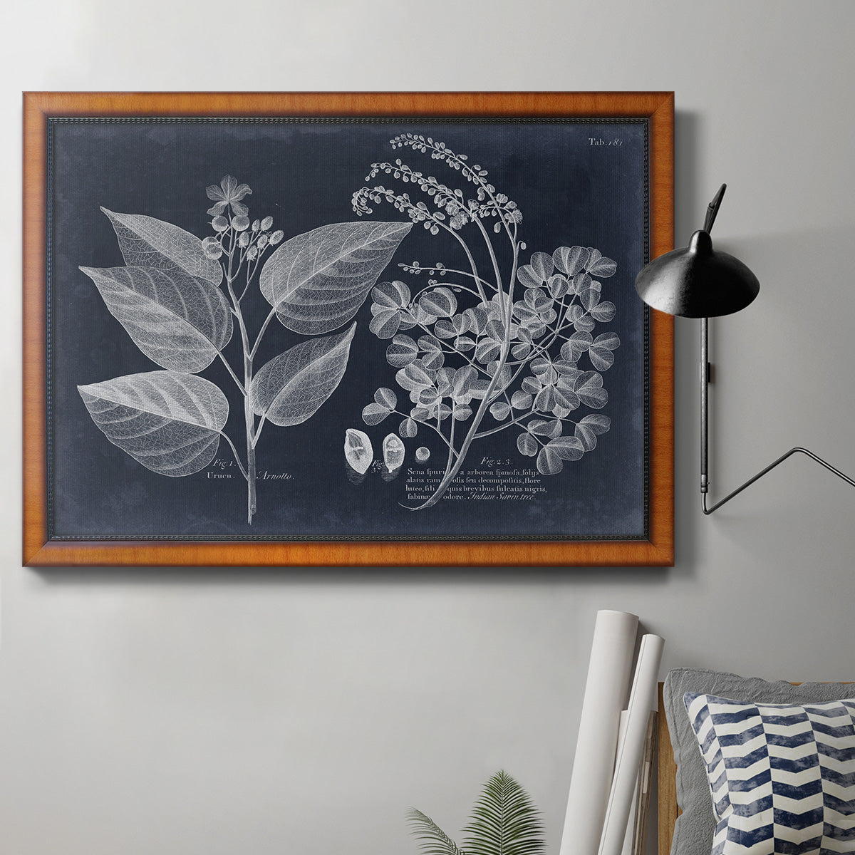 Foliage on Navy III Premium Framed Canvas- Ready to Hang