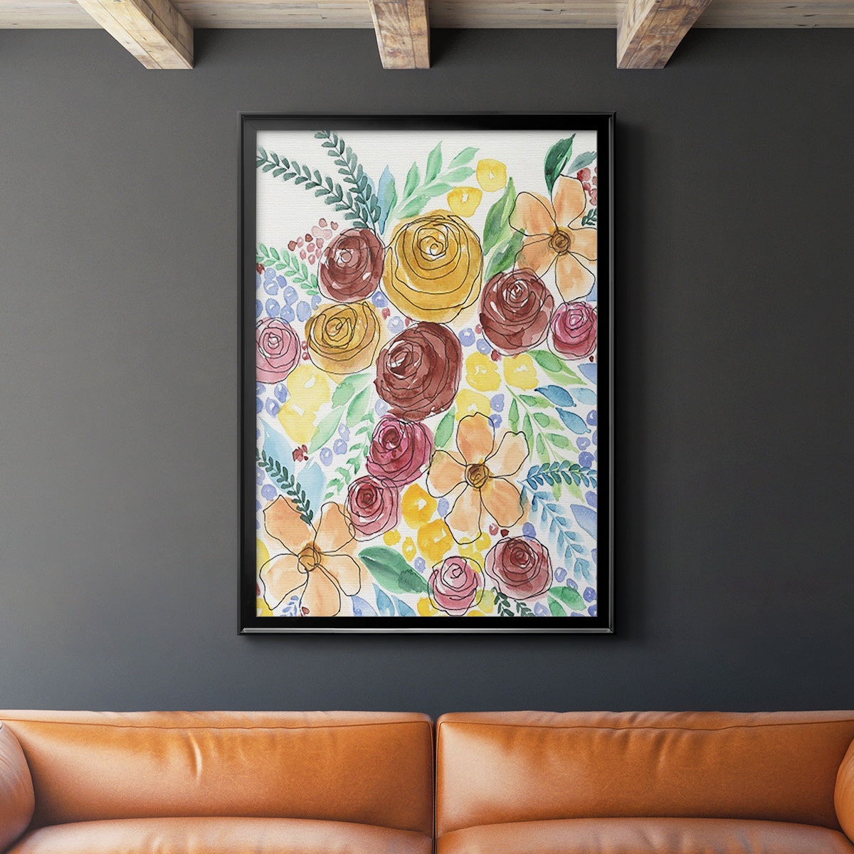 Flower Carousel II - Modern Framed Canvas Print