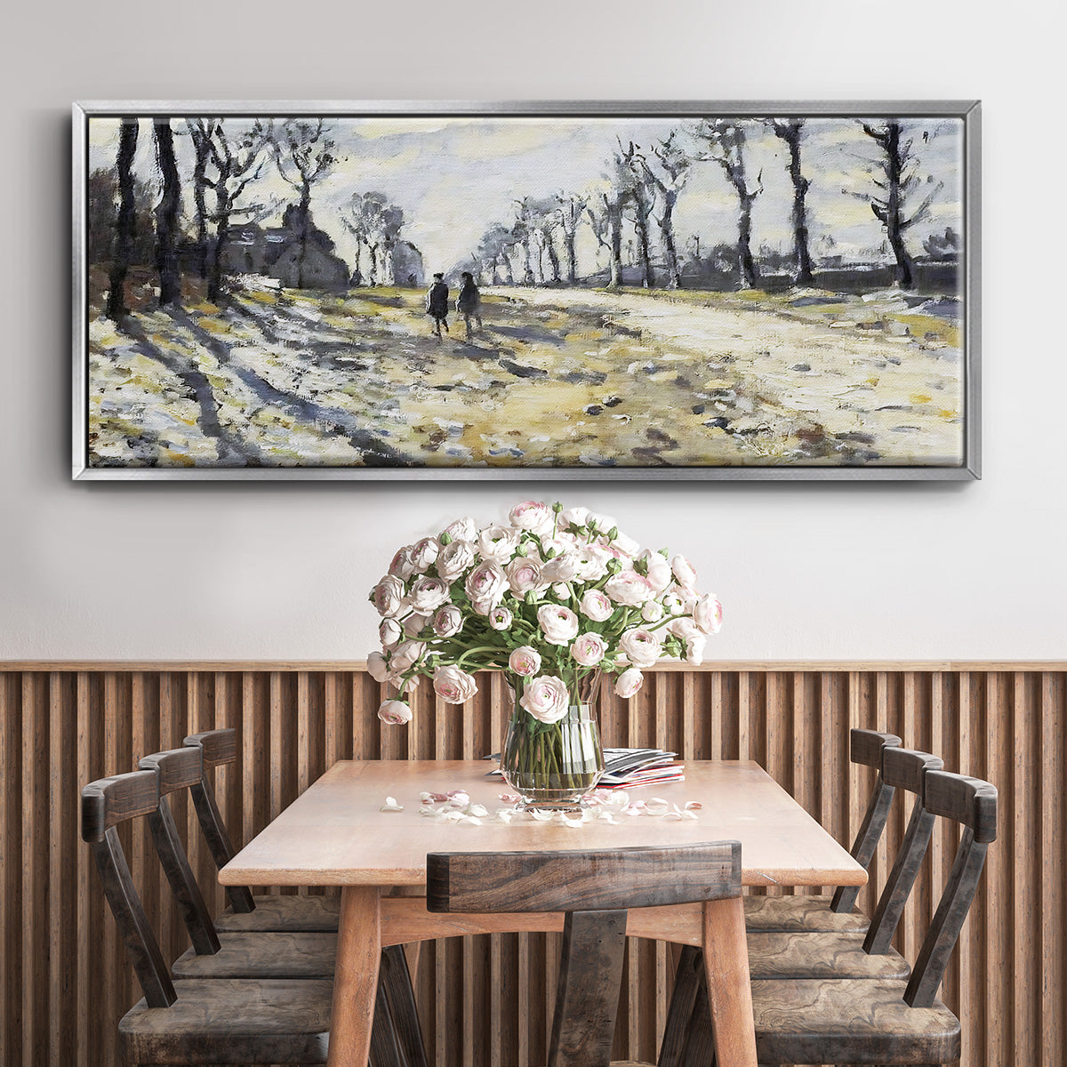 The Road, Effect of Snow at Sunset, 1869 - Floater Framed Canvas Print
