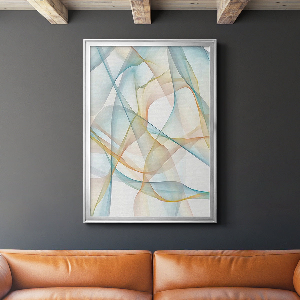 Curves and Waves III - Modern Framed Canvas Print