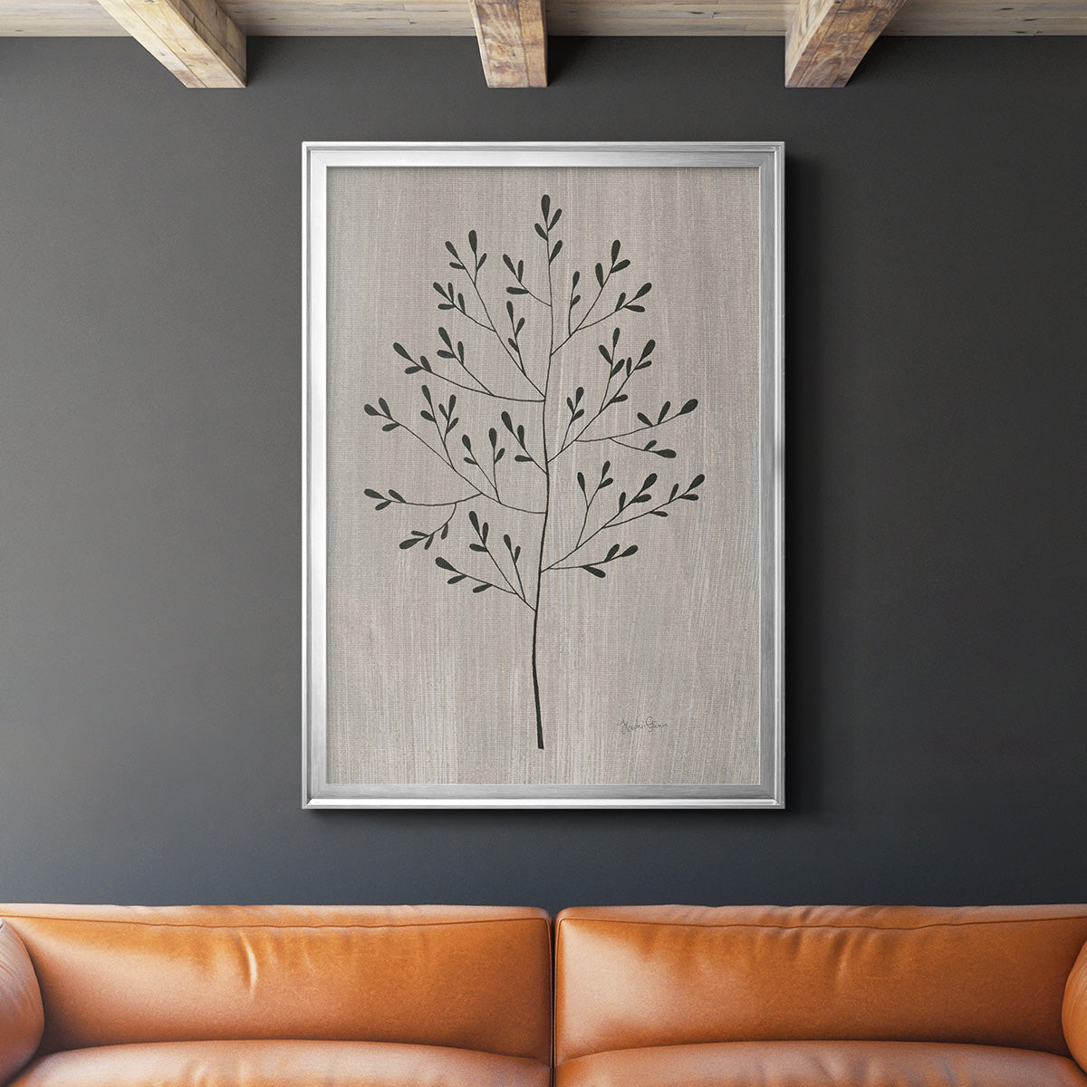 Leaves and Wood II - Modern Framed Canvas Print