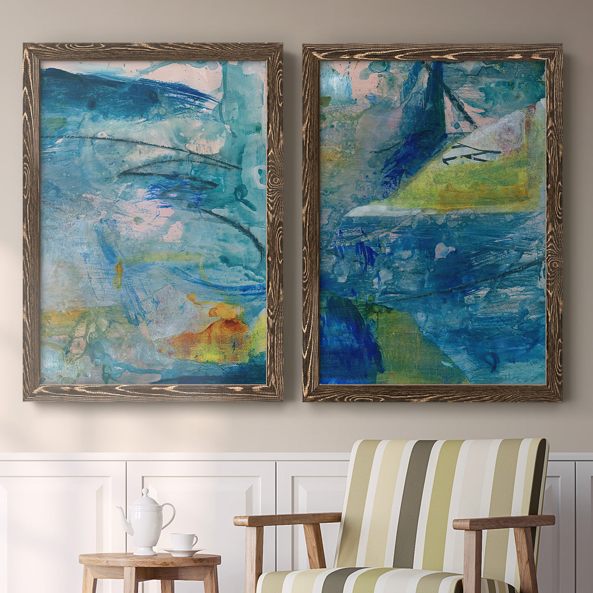 Spring Winds V - Premium Framed Canvas 2 Piece Set - Ready to Hang