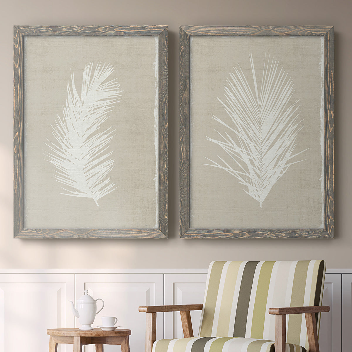 Palm Oasis I   - Premium Framed Canvas 2 Piece Set - Ready to Hang