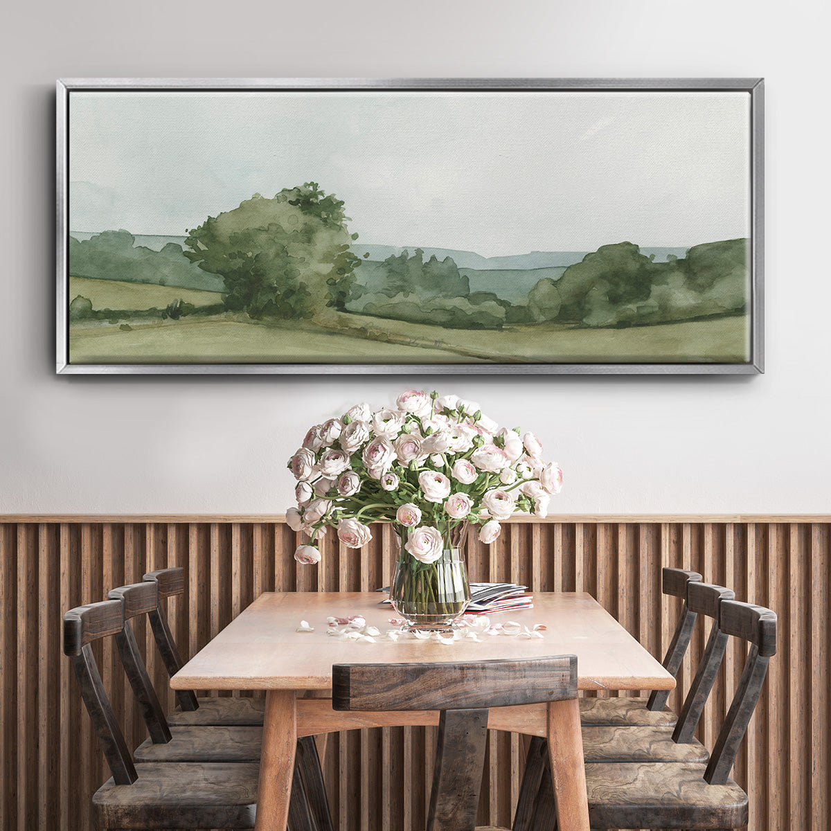 Vintage Landscape Sketch I - Floater Framed Canvas Print