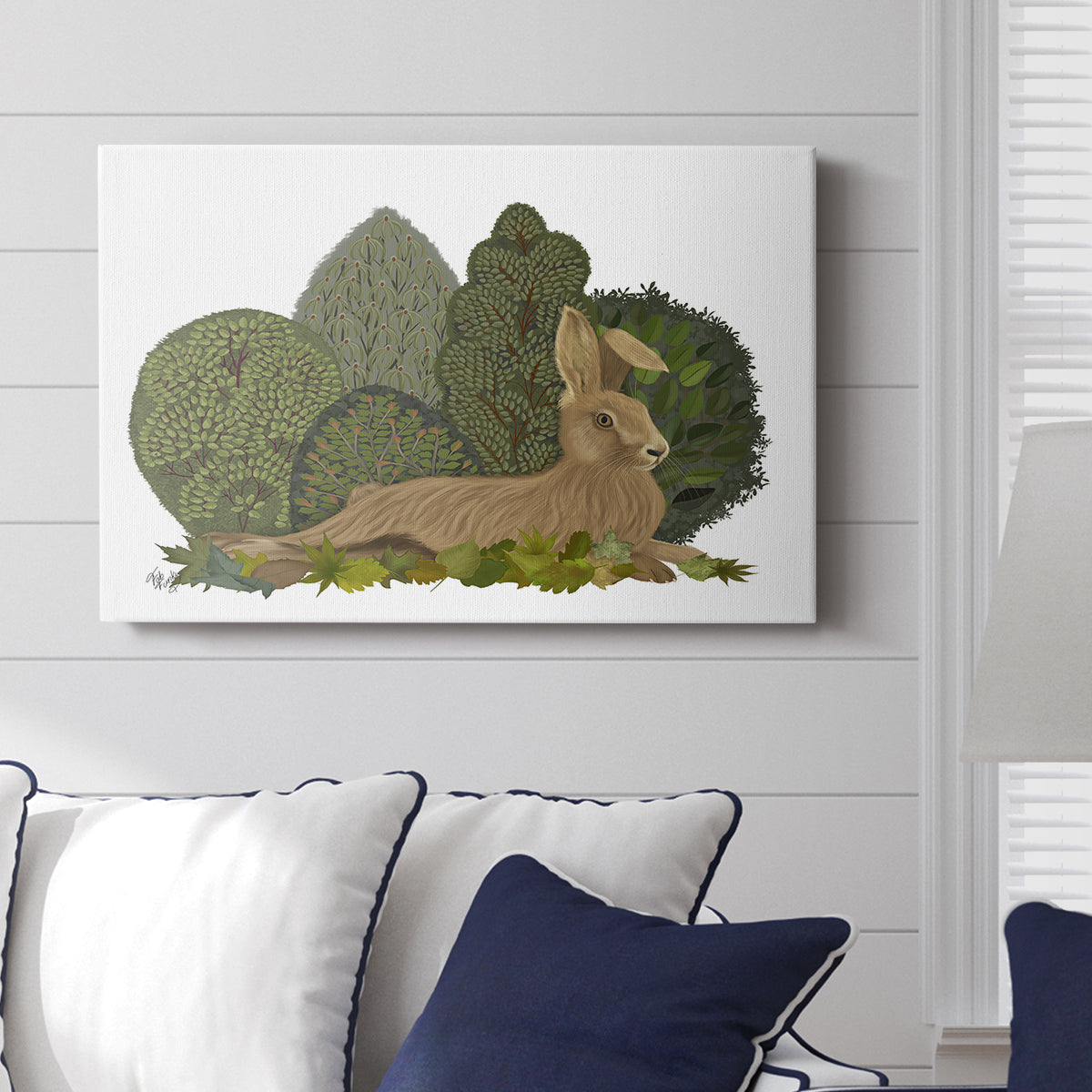 Hare Reclining in Leaves - Canvas Art Print