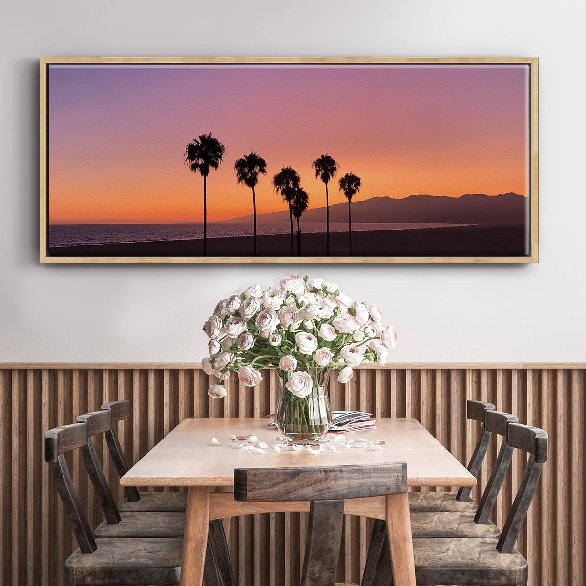 Sunset of Santa Monica - Floater Framed Canvas Print