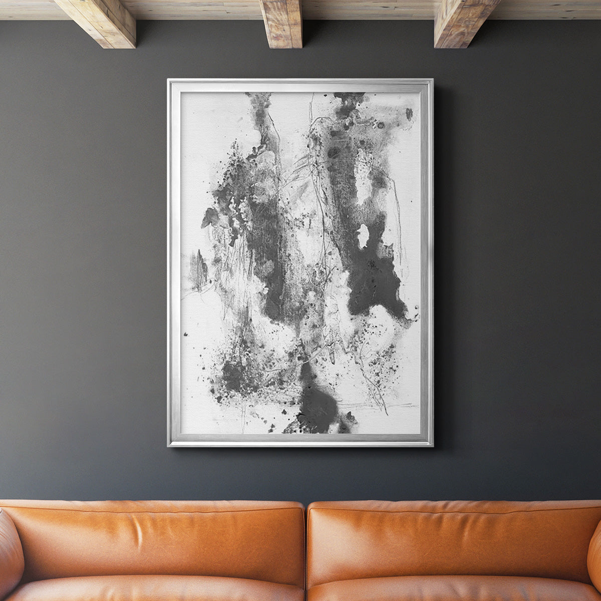 Graphite Abstract III - Modern Framed Canvas Print