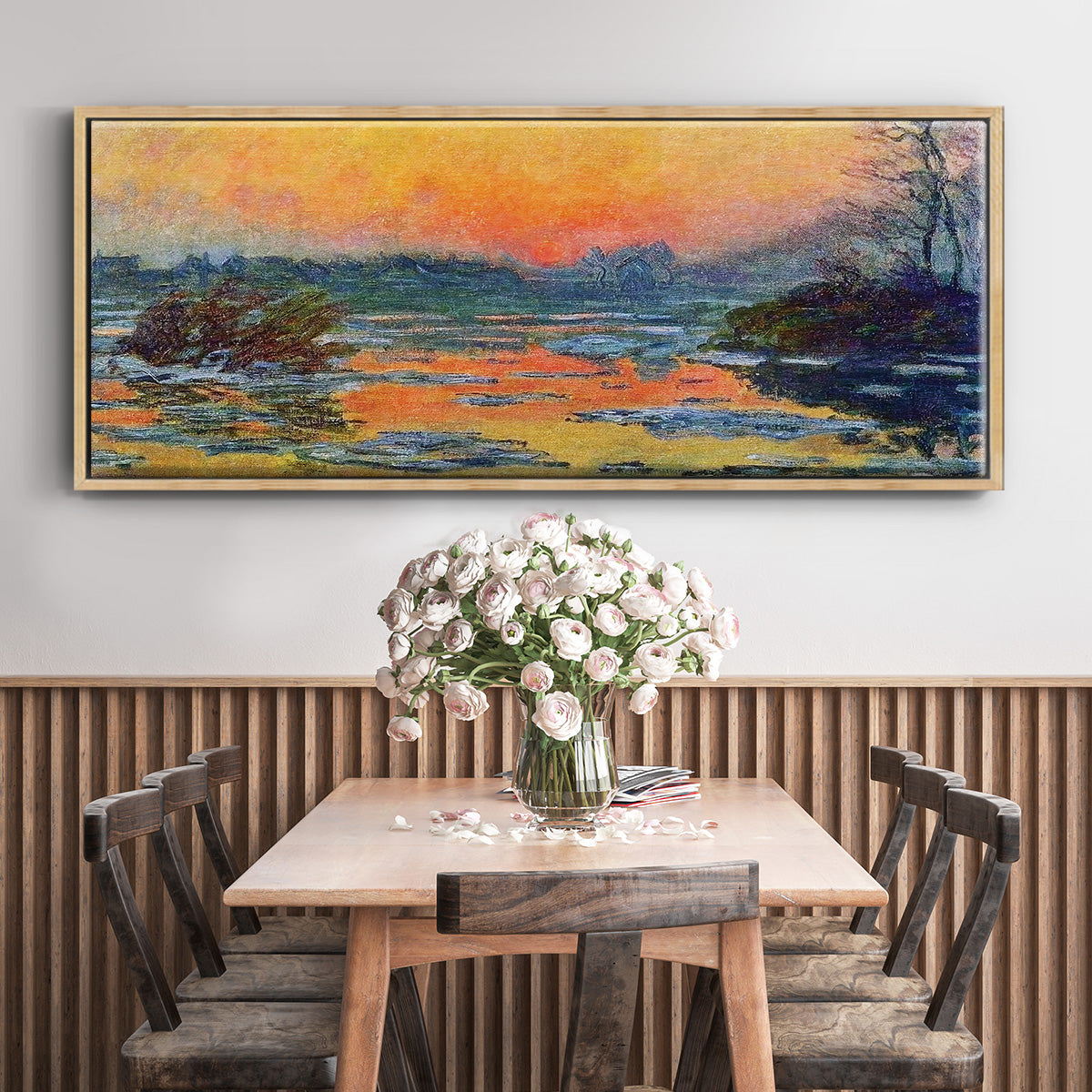 Sunset on the Seine in Winter, 1880 - Floater Framed Canvas Print