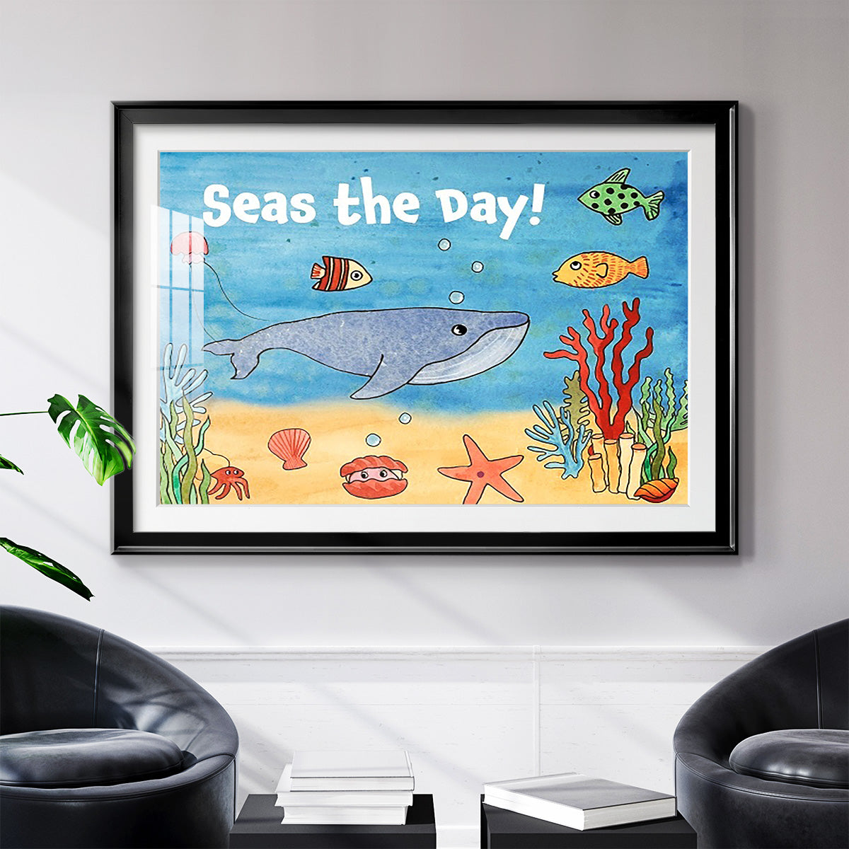 Cute Sea Creatures II - Modern Framed Art Print