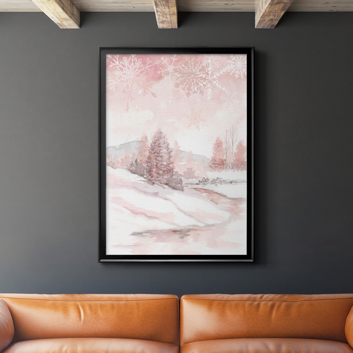 Blush Winter - Modern Framed Canvas Print