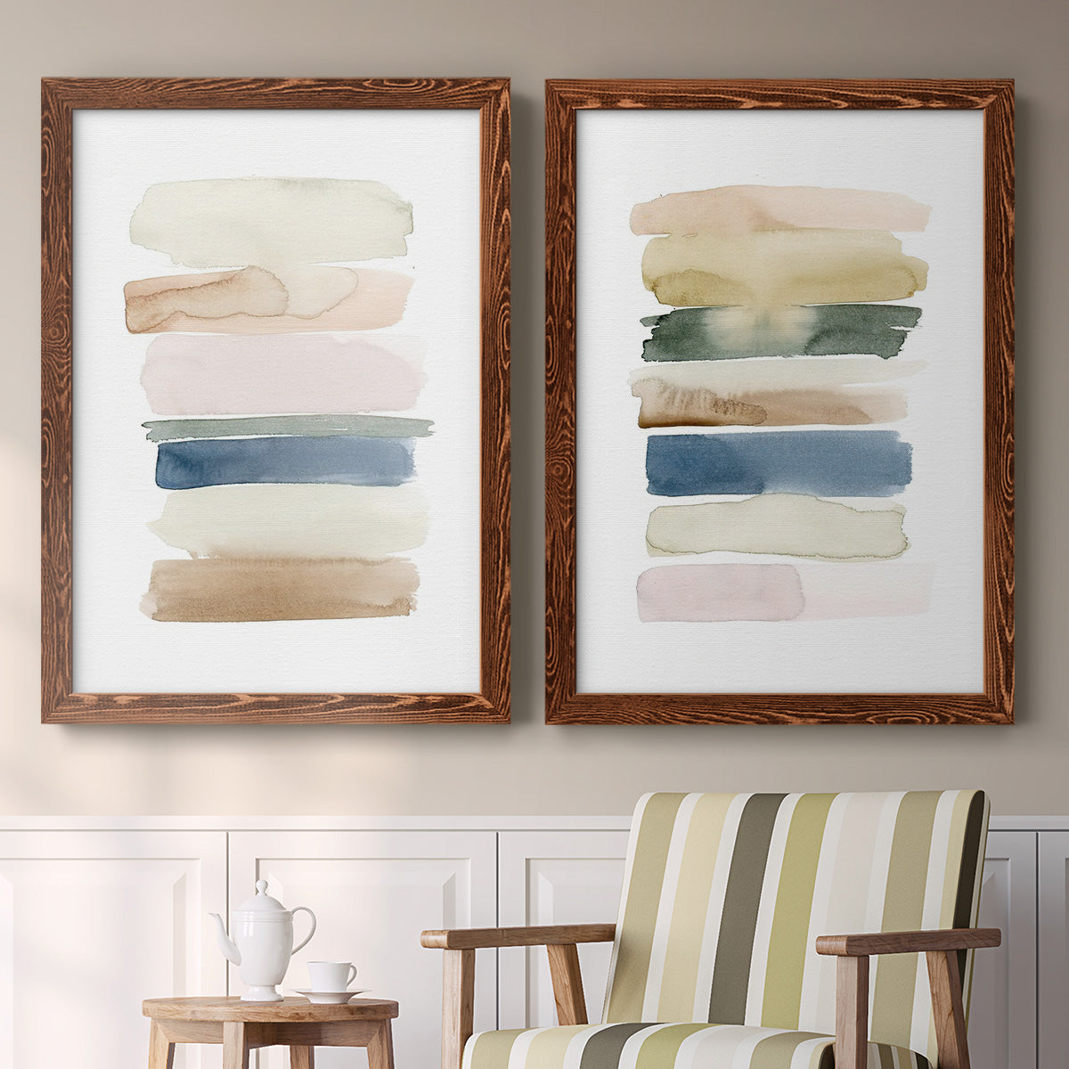 Faint Swatches I - Premium Framed Canvas 2 Piece Set - Ready to Hang