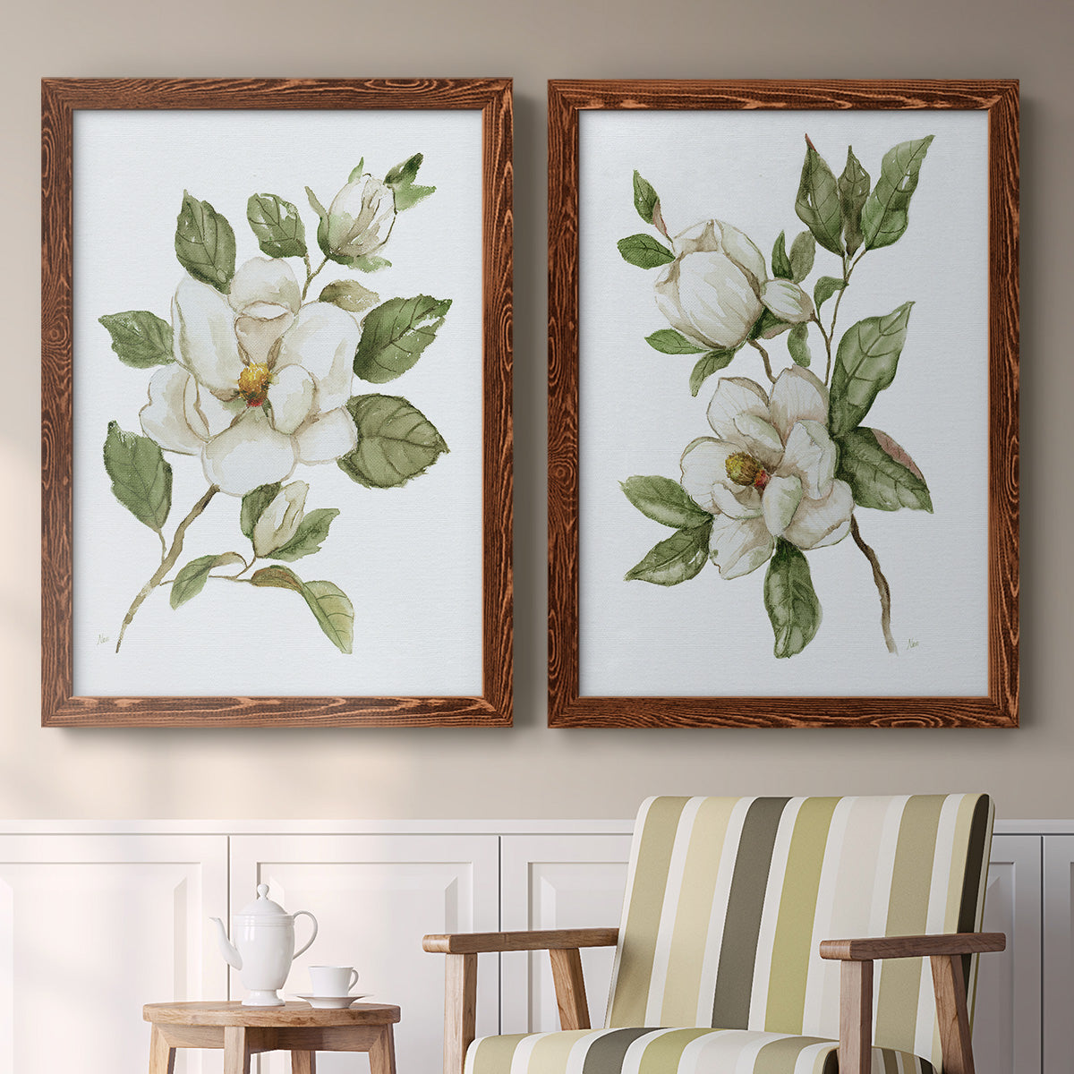 Magnolia Morning I - Premium Framed Canvas 2 Piece Set - Ready to Hang