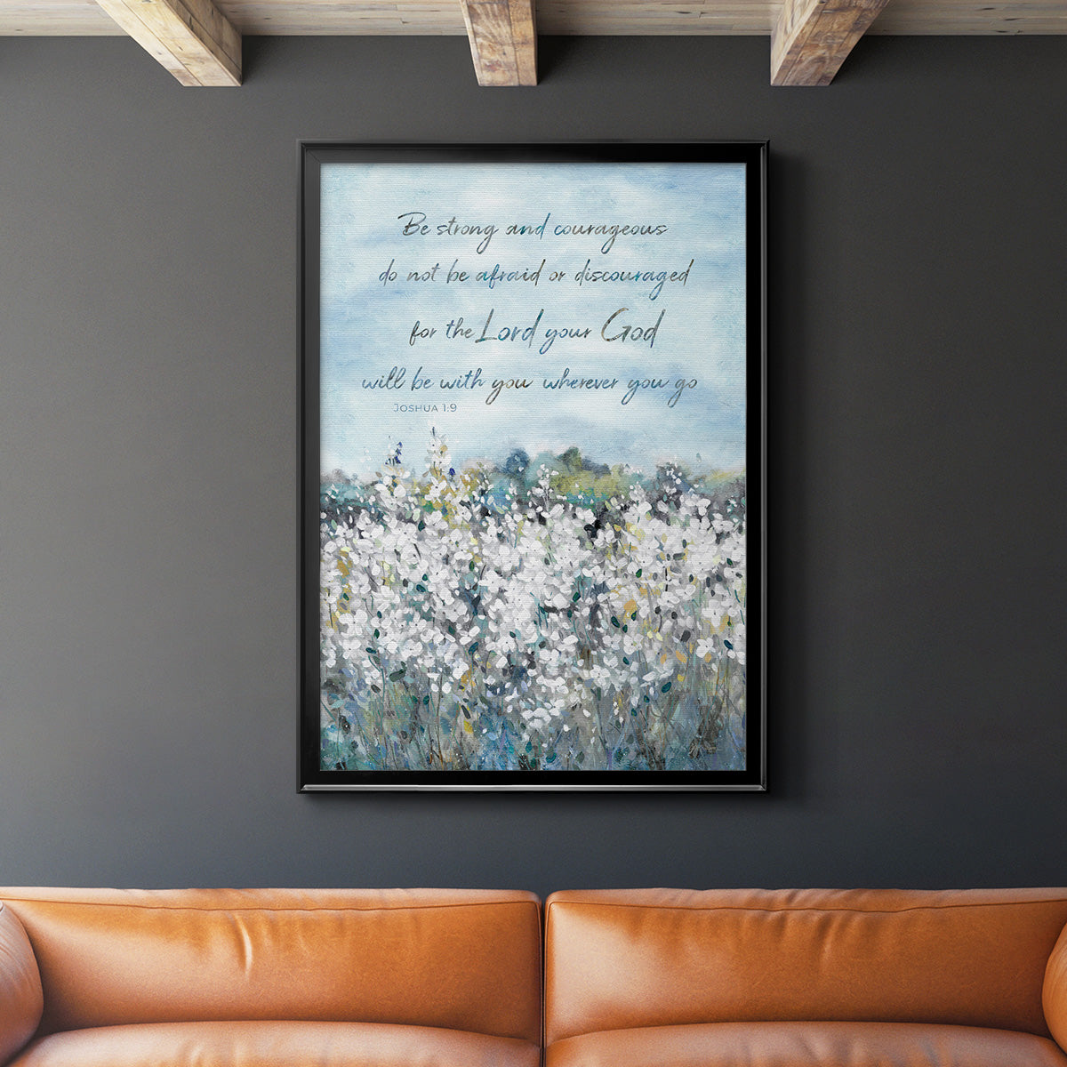 Be Strong Flower Field - Modern Framed Canvas Print