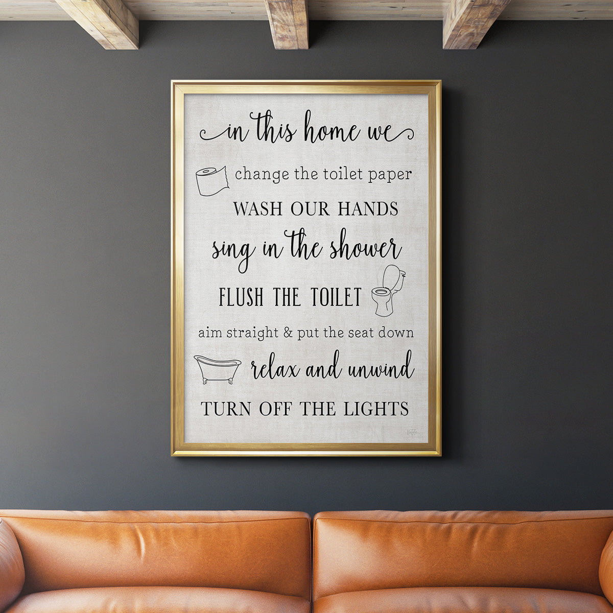 In This Bathroom - Modern Framed Canvas Print