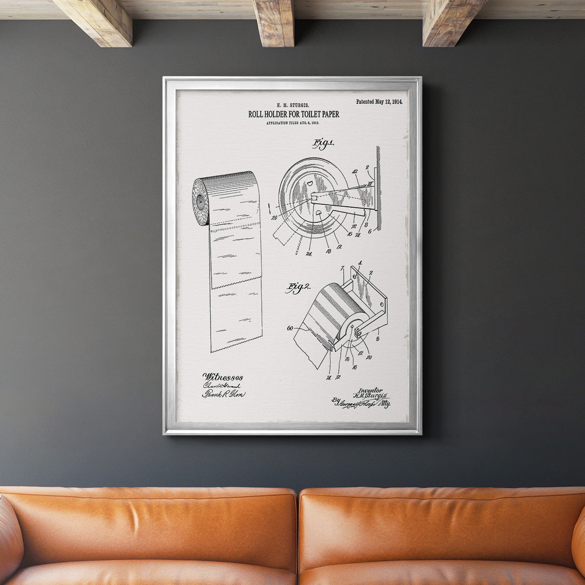 Toilet Paper Patent III - Modern Framed Canvas Print