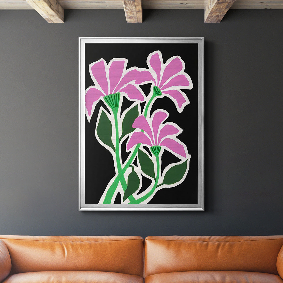 Pop Flowers V - Modern Framed Canvas Print