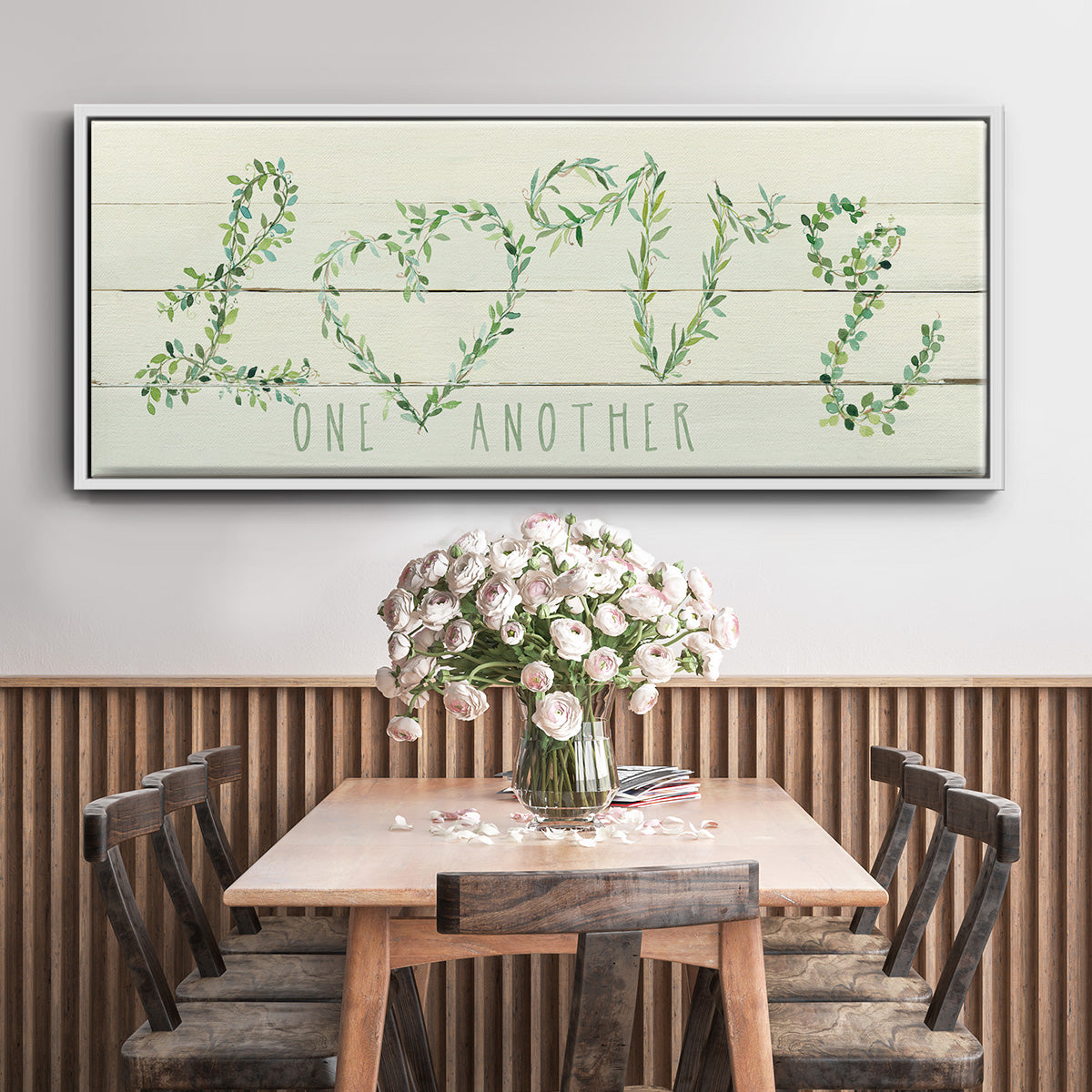 Shiplap Vines Love - Floater Framed Canvas Print