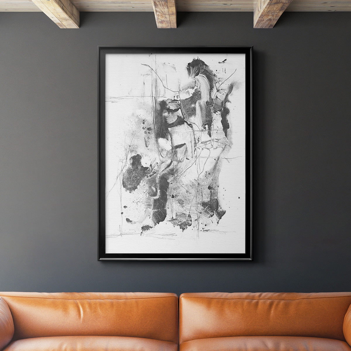 Graphite Abstract I - Modern Framed Canvas Print