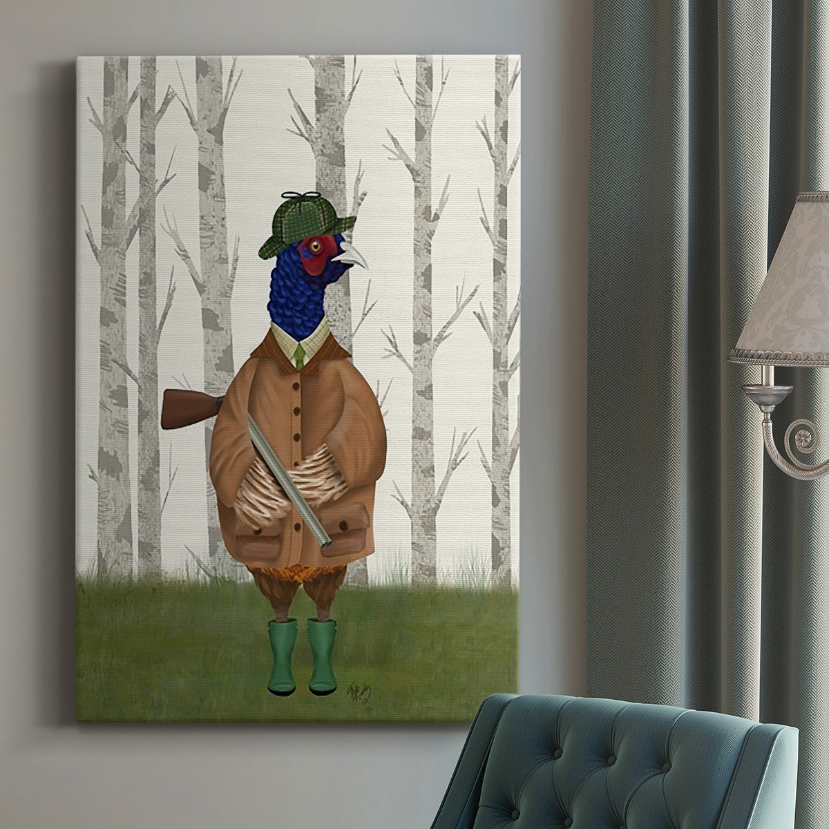 Pheasant Shooting Party 3 Premium Gallery Wrapped Canvas - Ready to Hang