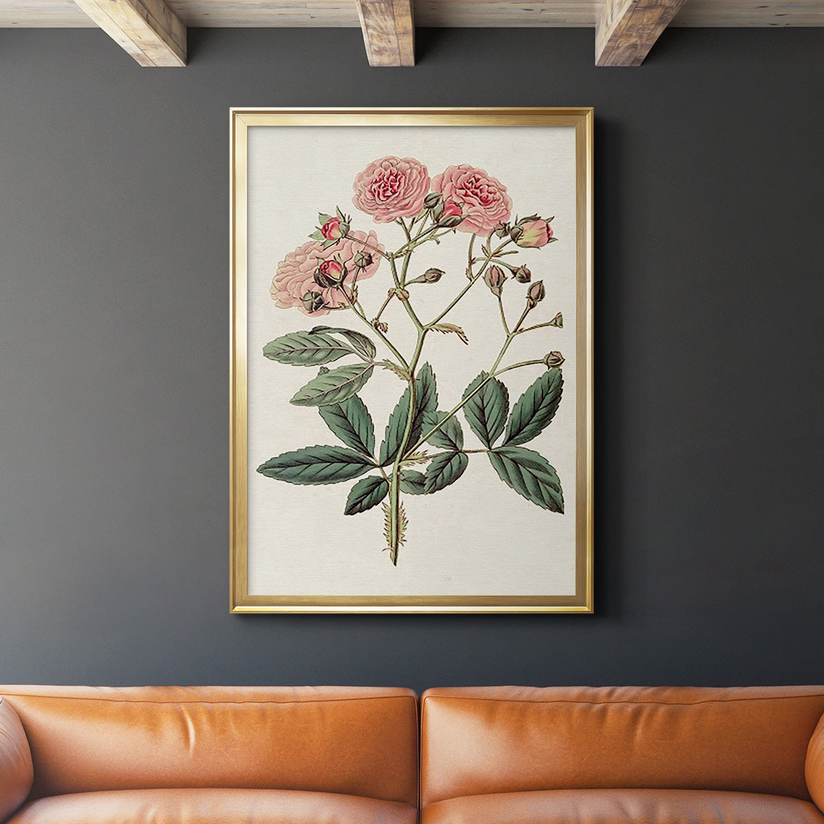 Pink Floral Mix V - Modern Framed Canvas Print