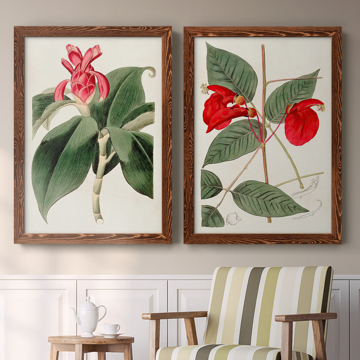 Flora of the Tropics I - Premium Framed Canvas 2 Piece Set - Ready to Hang