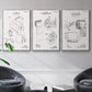 Toilet Paper Patent I - Framed Premium Gallery Wrapped Canvas L Frame 3 Piece Set - Ready to Hang