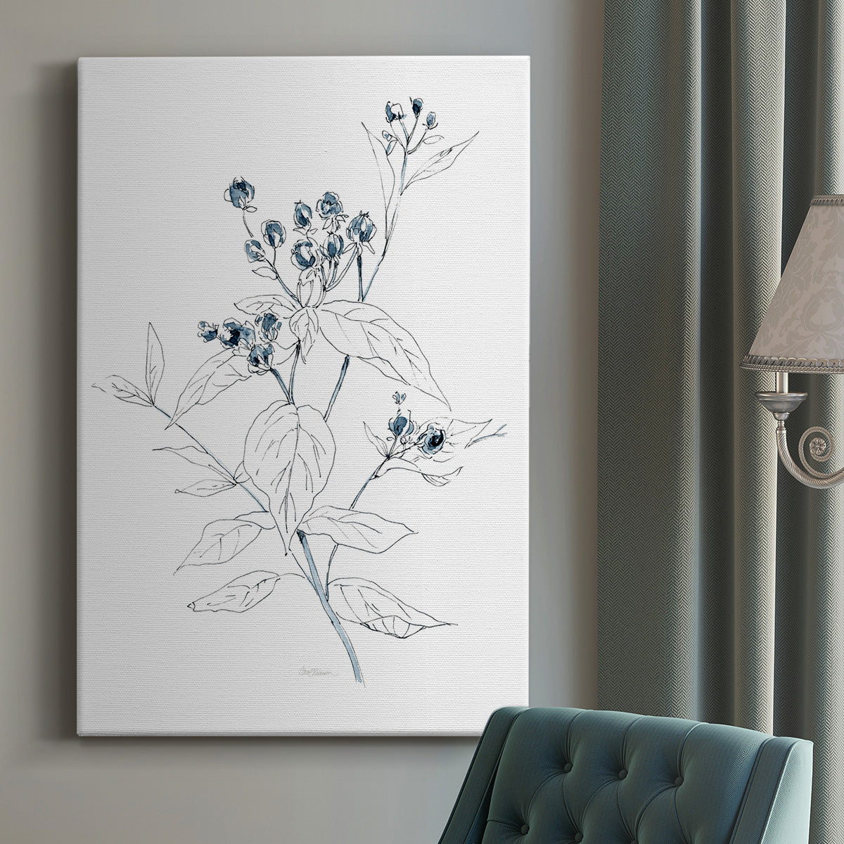 Indigo Sketch I Premium Gallery Wrapped Canvas - Ready to Hang