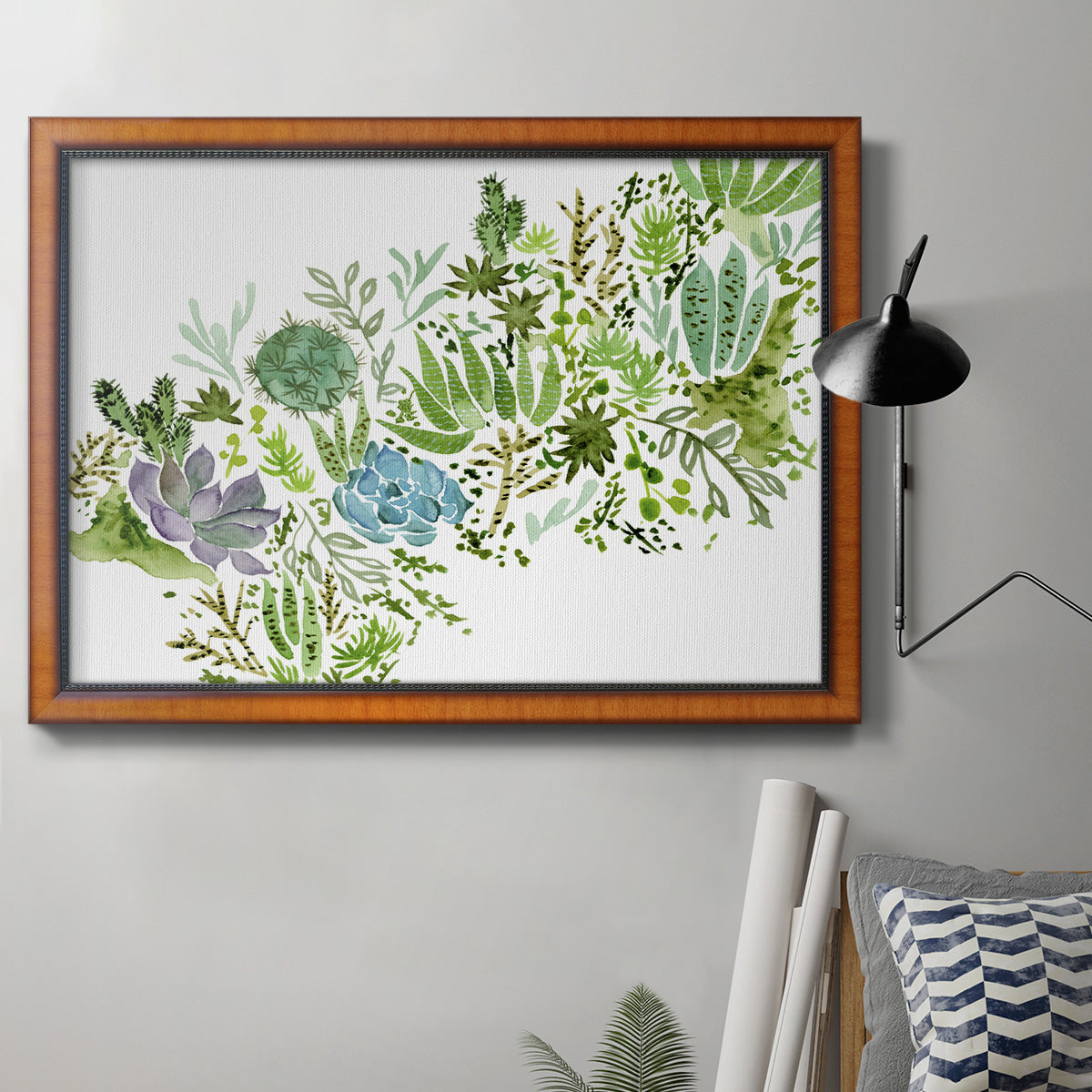 Succulent Field I Premium Framed Canvas- Ready to Hang