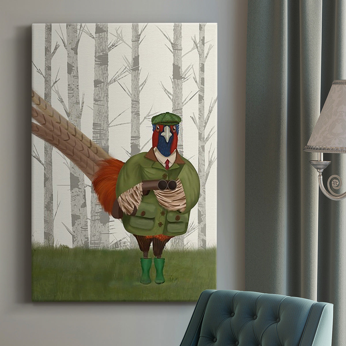 Pheasant Shooting Party 7 Premium Gallery Wrapped Canvas - Ready to Hang