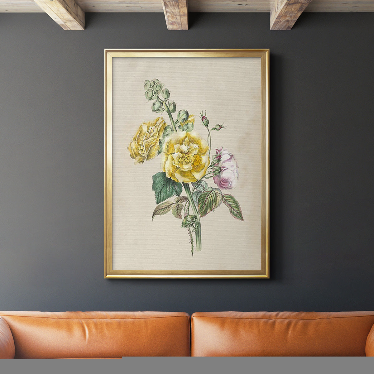Antique Garden Bouquet II - Modern Framed Canvas Print