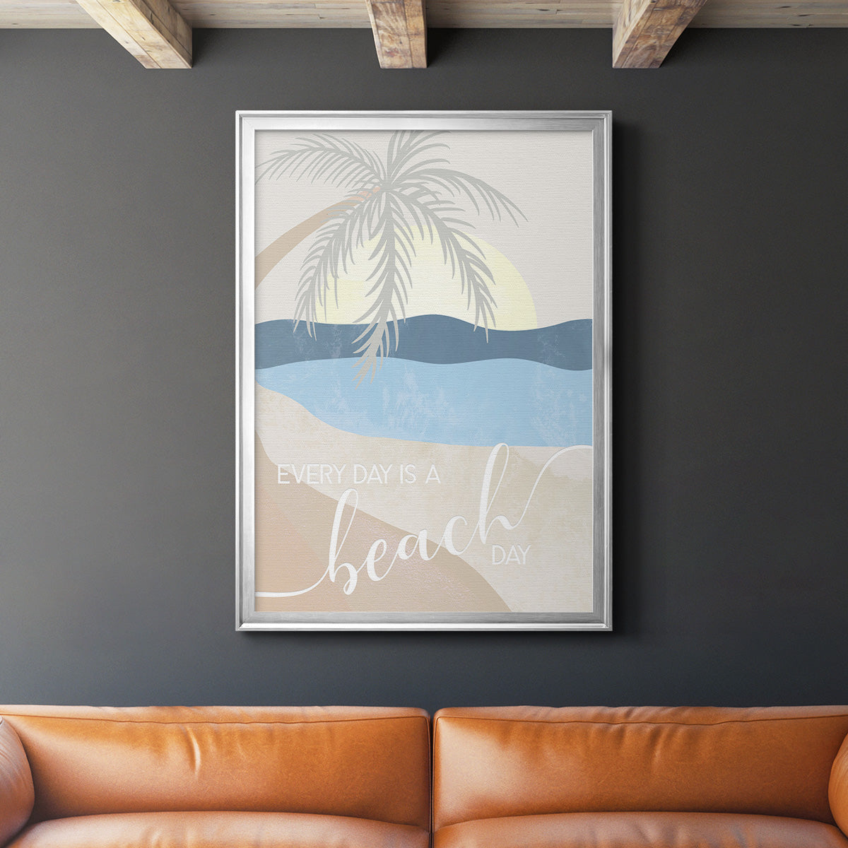 Beach Day - Modern Framed Canvas Print