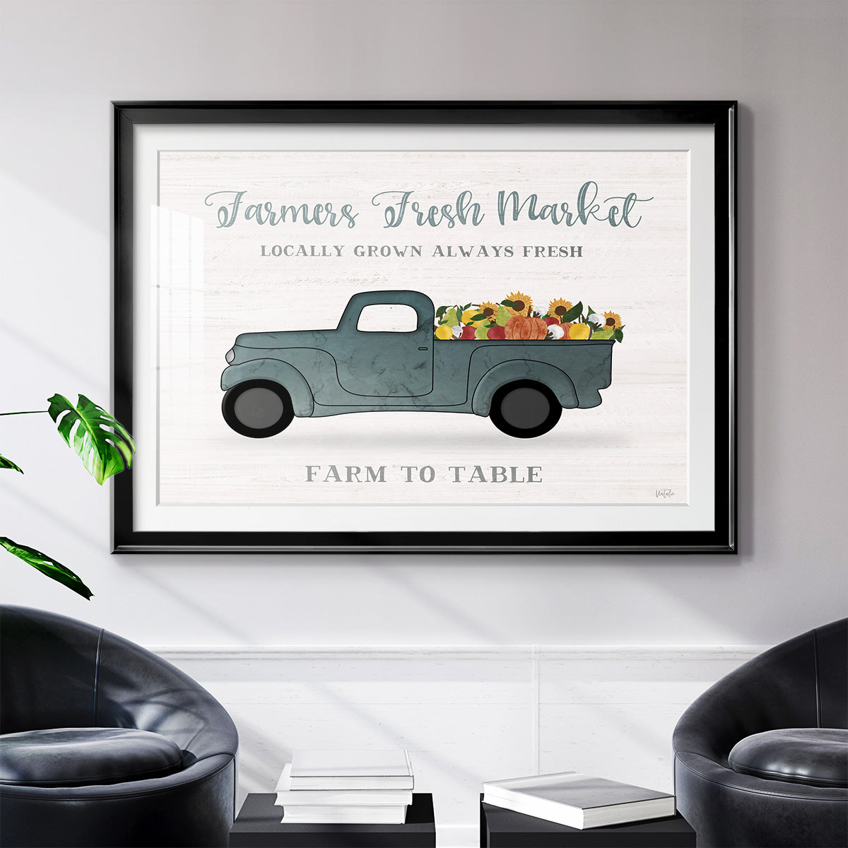 Fresh Sunflowers Truck - Modern Framed Art Print