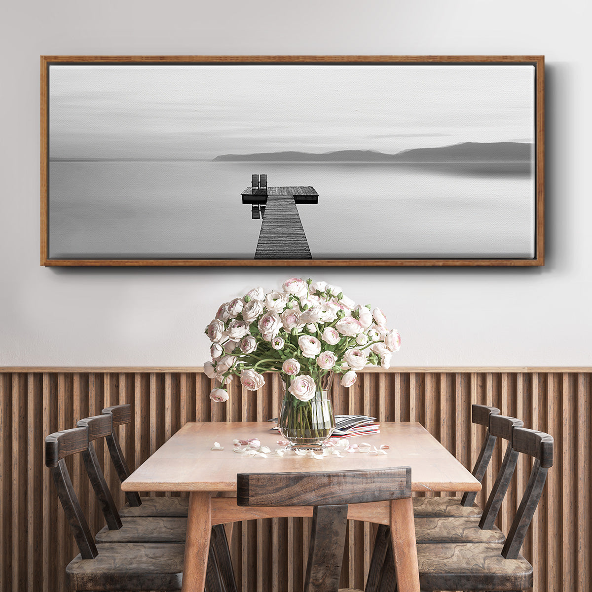 Black & White Water Panel XII - Floater Framed Canvas Print